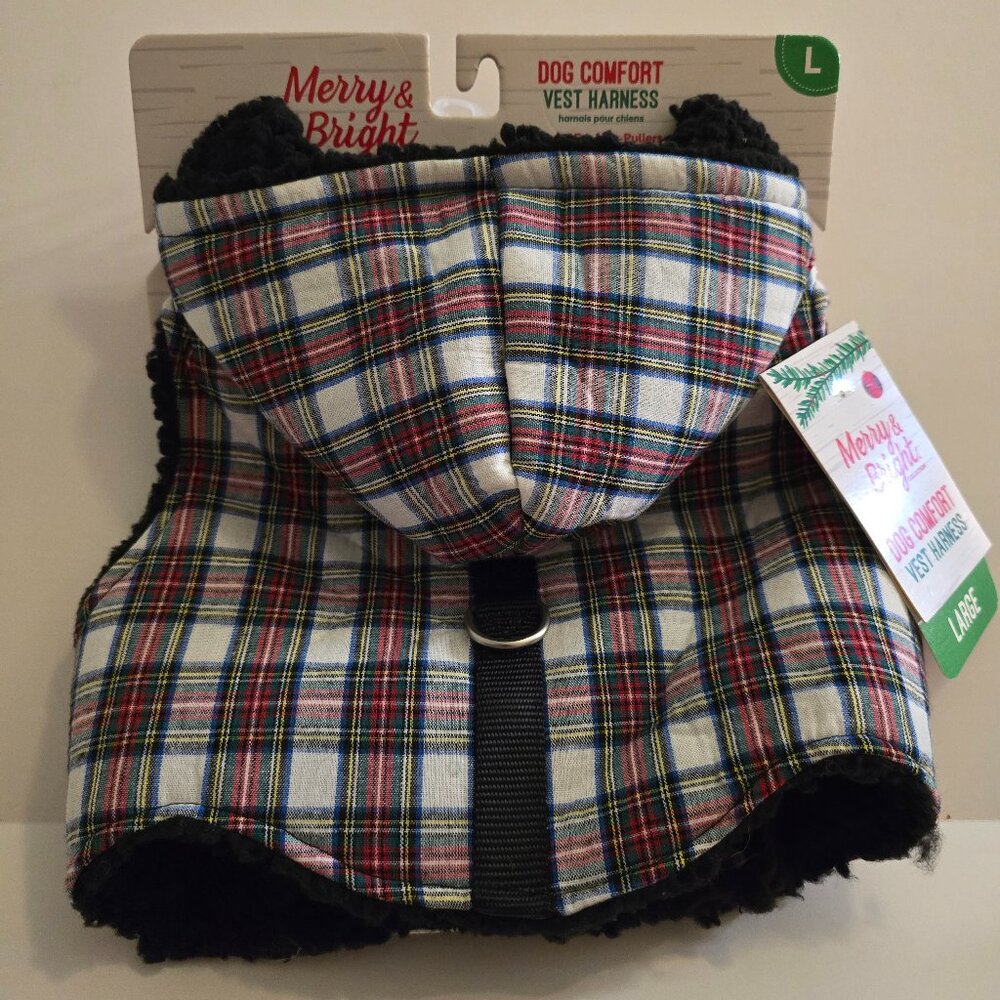 Christmas Plaid Dog Harness Vest Large Merry & Bright Holiday Pet Coat NEW